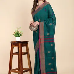 Bong ButiQ Ethnic Motifs Woven Design Zari Pure Cotton Khadi Saree-picture-49
