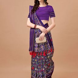 JUST FASHION Ethnic Motifs Printed Zari Banarasi Saree-picture-34