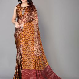 FABMORA Floral Printed Poly Chiffon Saree-image-22