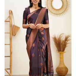 AVANTIKA FASHION Ethnic Motif Woven Design Zari Pure Silk Kanjeevaram Saree-image-4