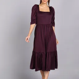 shashvi WomenPurple A-Line Midi Fit and Flare Dress-picture-16