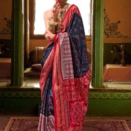Anouk Woven Design Zari Silk Blend Ikat Saree-30