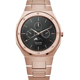 Valuchi Men Black Dial & Rose Gold Toned Stainless Steel Bracelet Style Straps Analogue Motion Powered Watch-24