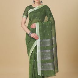 elora Ethnic Motif Woven Design Zari Linen Saree-image-11