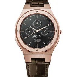 Valuchi Men Black Dial & Brown Leather Straps Analogue Motion Powered Watch VT-LRG-001-9