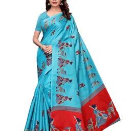 KALINI Blue Ethnic Motifs Printed Saree-15