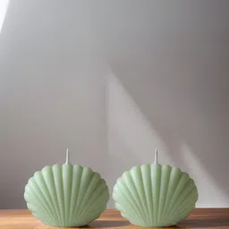 atorakushon Green 2 Pieces Shell Soy Wax Vanilla Scented Pillar Candle-image-77