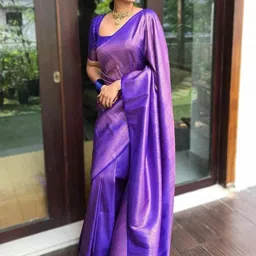 RASVRITI Ethnic Motifs Zari Pure Silk Kanjeevaram Saree-image-2