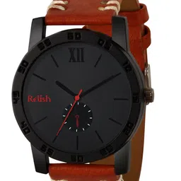 Relish Men Black Dial & Brown Straps Analogue Watch-5