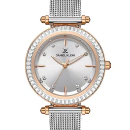 Daniel Klein Women Silver-Toned Embellished Dial & Silver Toned Embellished Straps Analogue Watch-picture-6
