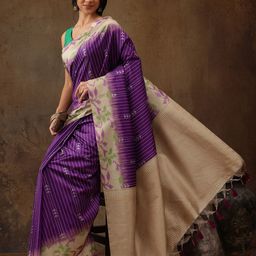 Silk Land Striped Banarasi Saree  With Blouse Piece-picture-23