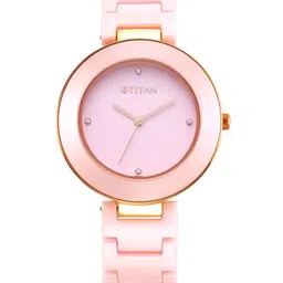 Titan Women Embellished Dial & Ceramic Bracelet Style Straps Analogue Watch 95189KC03-image-64