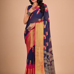 NIRMAL CREATION Ethnic Motifs Printed Zari Pure Chiffon Saree-image-61