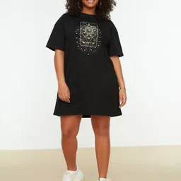 Trendyol Extended Sleeves Pure Cotton A-Line Dress-52