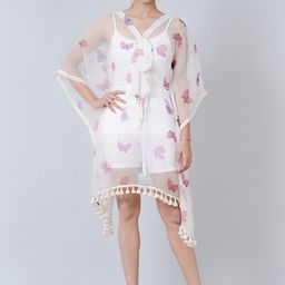 First Resort by Ramola Bachchan Butterfly Printed Kaftan Midi Dress With Belt-picture-37