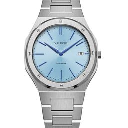 Valuchi Men Blue Dial & Silver Toned Stainless Steel Bracelet Style Straps Analogue Motion Powered Watch-19