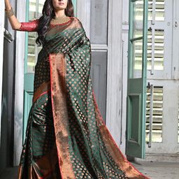 Anouk Ethnic Motifs Woven Design Zari Art Silk Saree-picture-25