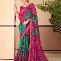 Reboot Fashions Bandhani Zari Pure Chiffon Bandhani Saree-38