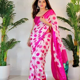 SANJANA  SILK Polka Dot Printed Satin Saree-image-26