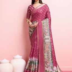Mitera Kalamkari printed Zari Pure Silk Saree-30