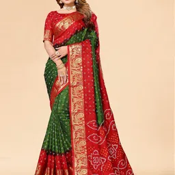 Bandhanivilla Ethnic Motifs Zari Art Silk Bandhani Saree-picture-35