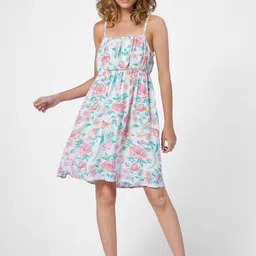 ONLY Beige Floral Print Shoulder Strap Midi Dress-image-20