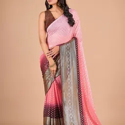 NIRMAL CREATION Ethnic Motifs Printed Pure Chiffon Saree-8
