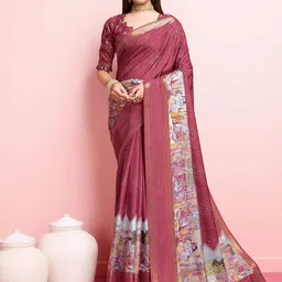 Mitera Kalamkari Printed Zari Pure Silk Saree-image-4