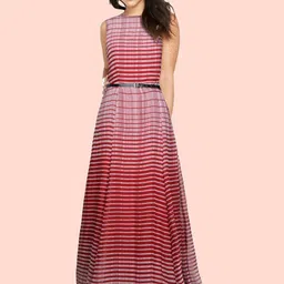 Dream Beauty Fashion Women Maroon Striped Georgette Maxi Dress-picture-38