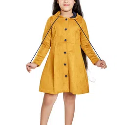Peppermint Girls Mustard Yellow Hooded Fit and Flare Dress-picture-16