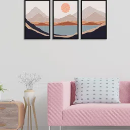 RANDOM Set of 3 Lake Landscape Wall Paintings-60