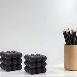 atorakushon Black 2 Pieces Bubble Soy Wax Vanilla Scented Pillar Candles-picture-14