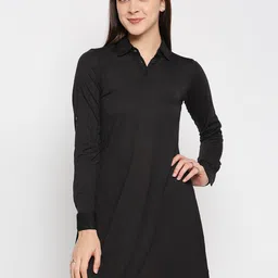 aaliya Black Scuba Shirt Dress-image-93