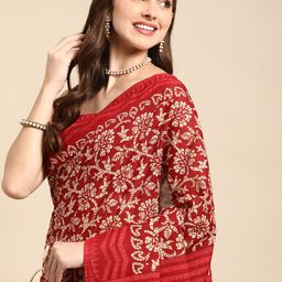 RATAN Ethnic Motifs Printed Pure Cotton Saree-image-74