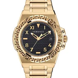 Versace Men Embellished Dial & Stainless Steel Bracelet Style Straps Analogue Watch VE3I00522-28