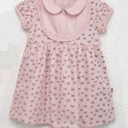 Nino Bambino Girls Printed Peter Pan Collar Pure Organic Cotton Fit & Flare Dress-image-30