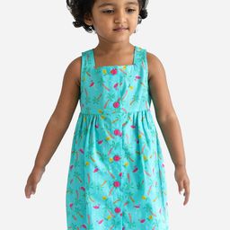 Campana Girls Square Neck Tropical Cotton A-Line Dress-picture-20