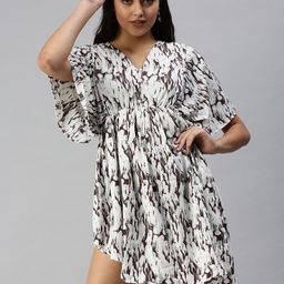 SHOWOFF Abstract Printed Asymmetric Fit & Flare Mini Dress-picture-32