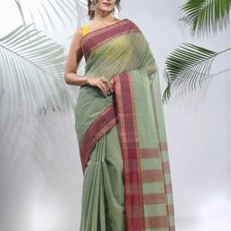 Charukriti Striped Woven Design Pure Cotton Taant Saree-picture-22