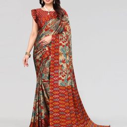 FABMORA Floral Printed Poly Chiffon Saree-image-91