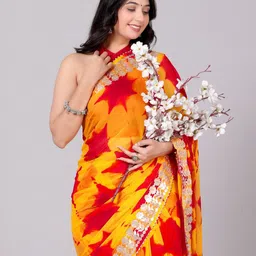 VL SAREES Gotta Patti Pure Chiffon Bandhani Saree-image-49