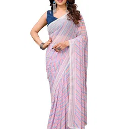 ROOP SUNDARI SAREES striped Printed Pure Georgette Ready to Wear Saree-57