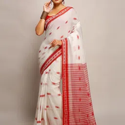 BENGAL HANDLOOM Ethnic Motifs Woven Design Taant Saree-picture-33