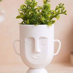 eCraftIndia White Human Face Shaped Vase-31