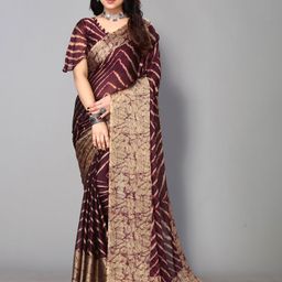 FABMORA Striped Poly Chiffon Saree-image-89