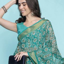 Ishin Floral Zari Poly Chiffon Saree-image-17