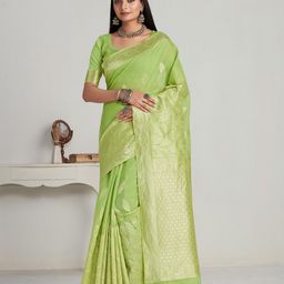 MIMOSA Floral Woven Design Zari Banarasi Saree-image-18
