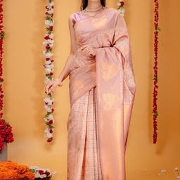MIMOSA Floral Woven Design Zari Art Silk Kanjeevaram Saree-image-21
