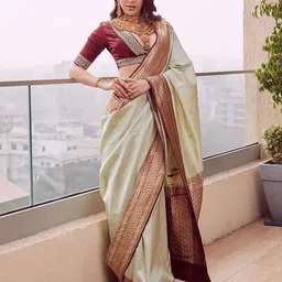 Aldwych Ethnic Motifs Woven Design Zari Banarasi Saree-picture-19
