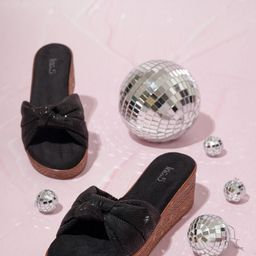 Inc 5 Metallic Print Knot Detailed Wedge Heels-49